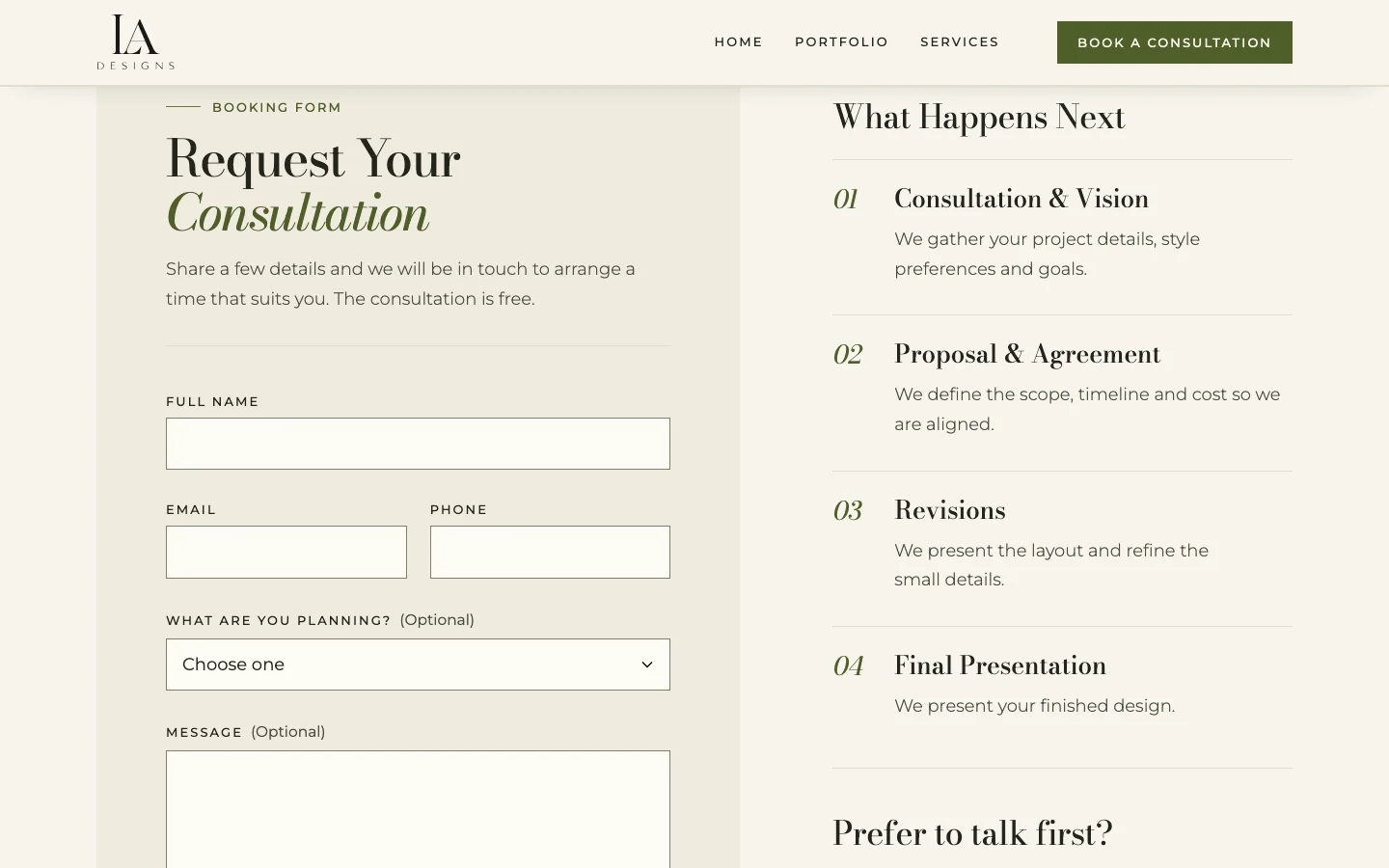 Booking Form & What Happens Next
