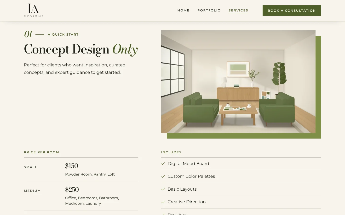 Services: Pricing by Room Size